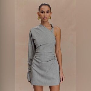 Meshki Asymmetrical Gray One-Shoulder Dress